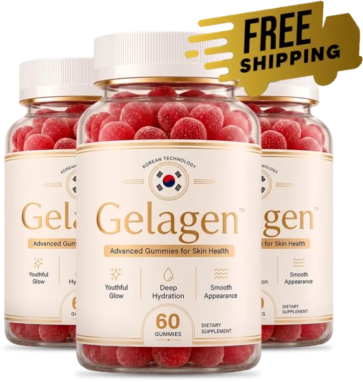 Three bottles of Gelagen advanced gummies, a ninety day supply